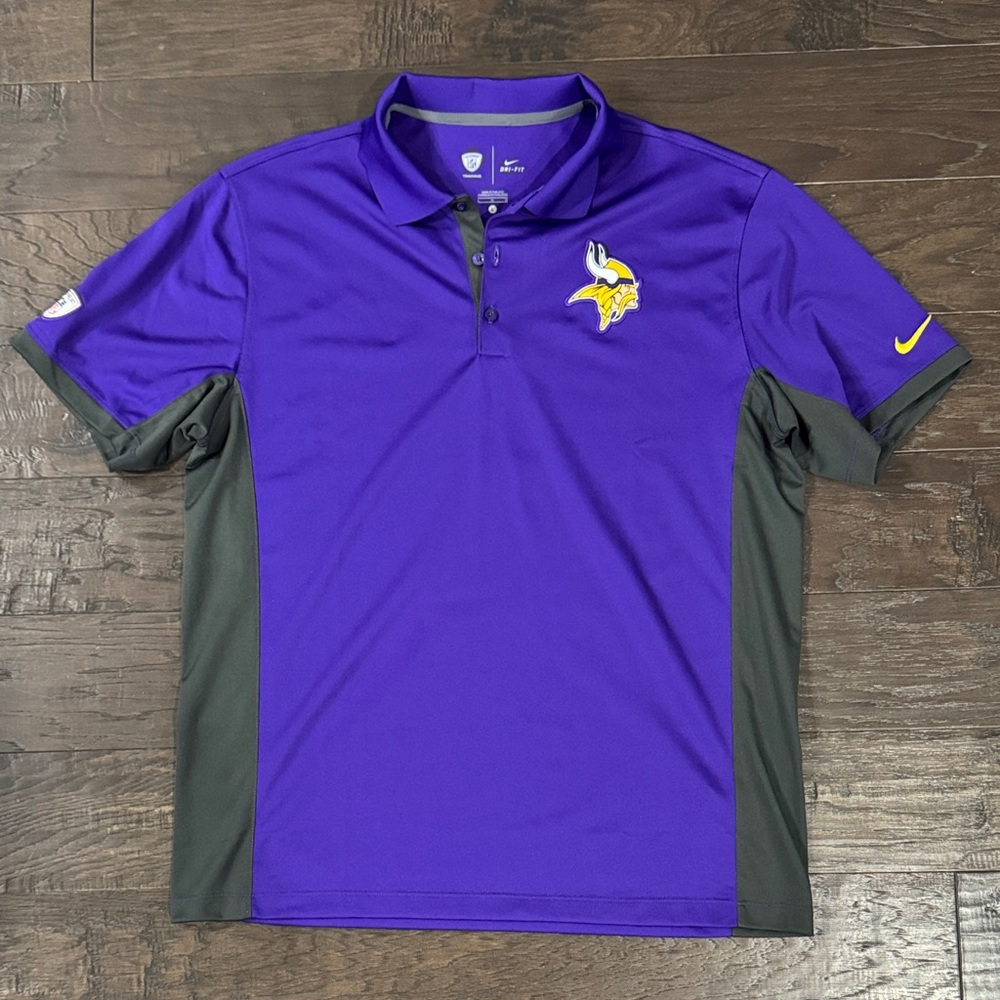 Nike NFL Equipment Training Minnesota Vikings Mens Large Polo Shirt Black/Purple